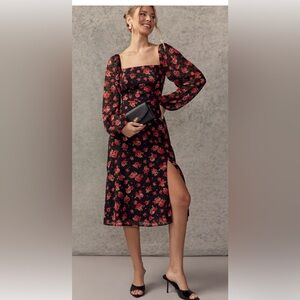 Large Sharon flocked heart floral midi dress